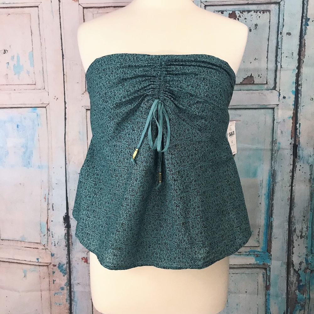 New Maeve Turquoise Convertible Pattern Print Top - Picture 3 of 8